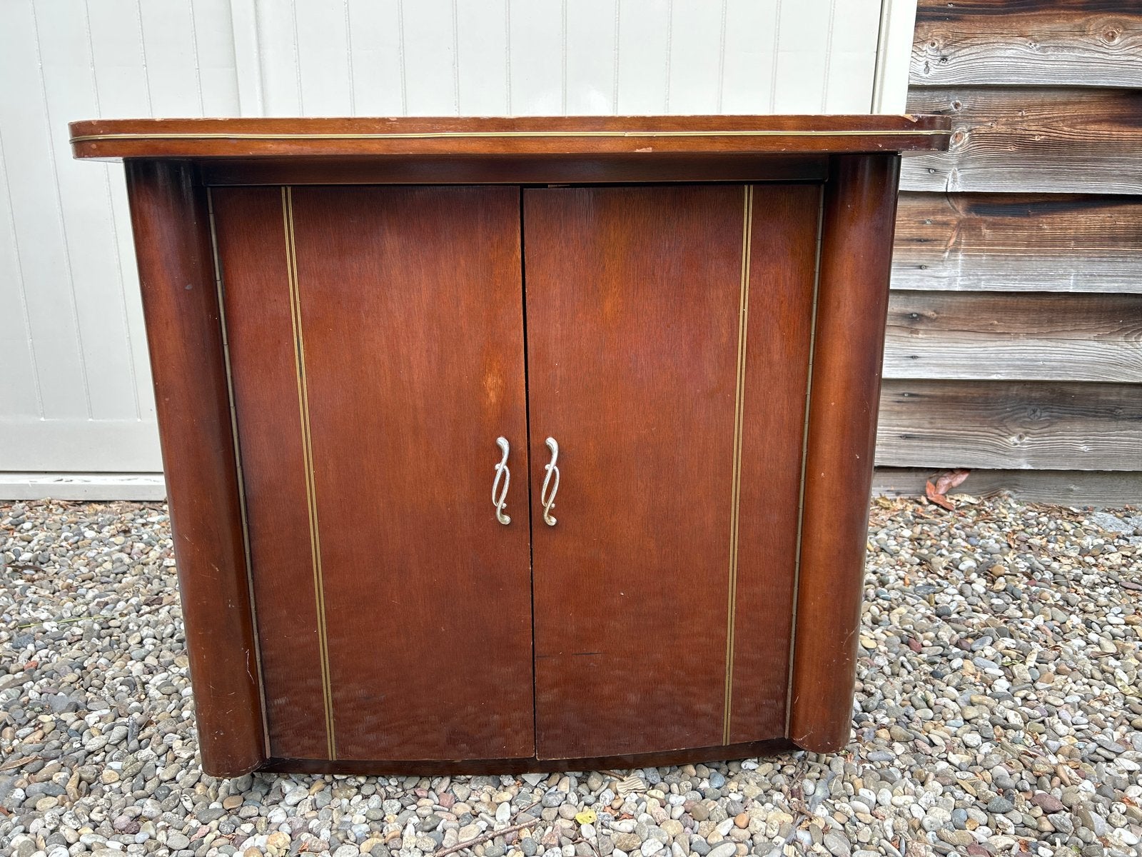 Vintage Houten Kastje met goudkleurige Details, Ophalen