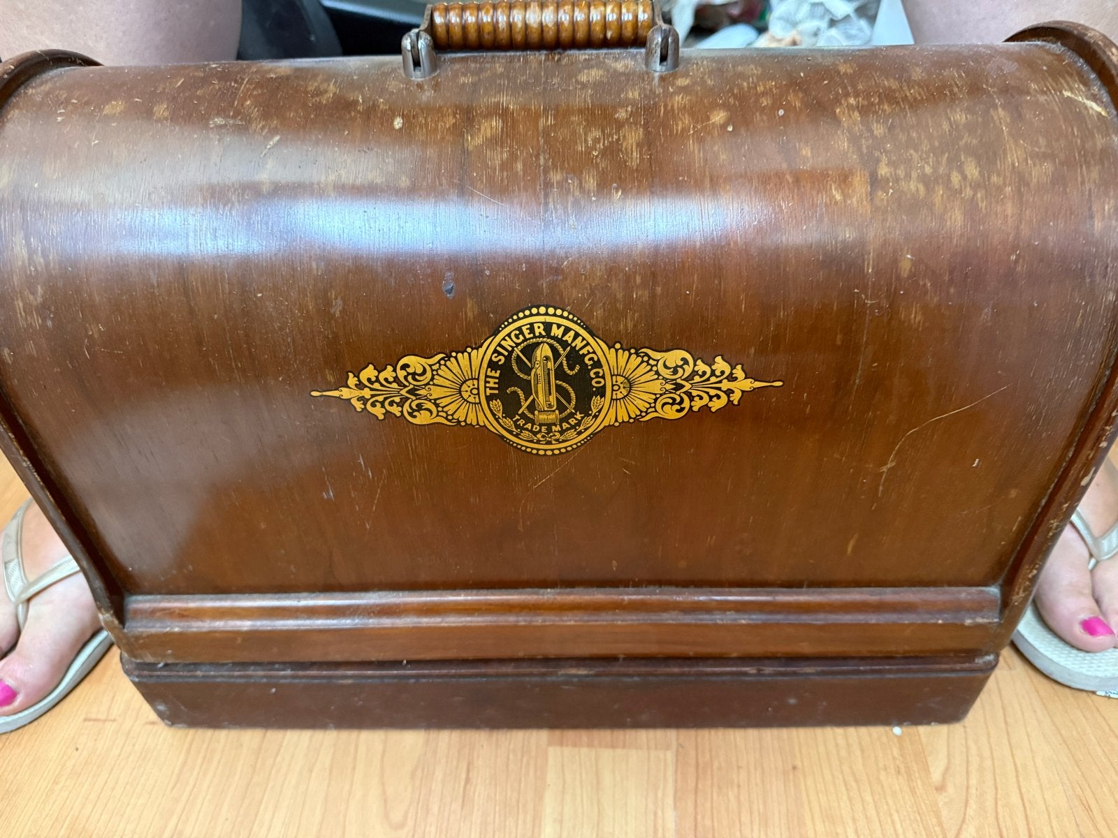 Antieke Singer Naaimachine met Houten Koffer, Ophalen