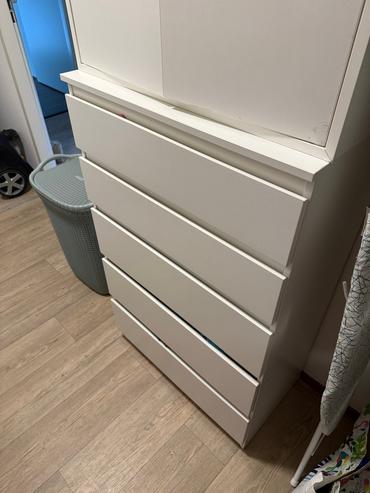 Witte ladekast met 5 laden - IKEA MALM-stijl, Ophalen, Gebruikt, 5 laden of meer, 100 tot 150 cm