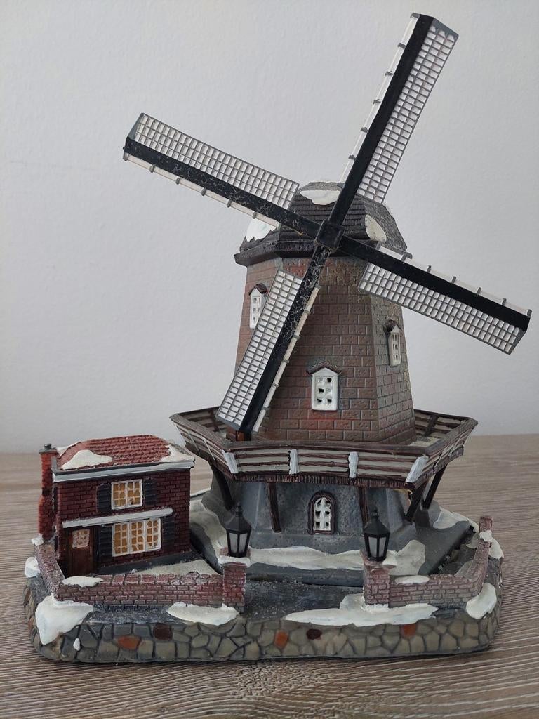 Kerstdorp: Draaiende Windmolen met Verlichting, Ophalen of Verzenden, Zo goed als nieuw