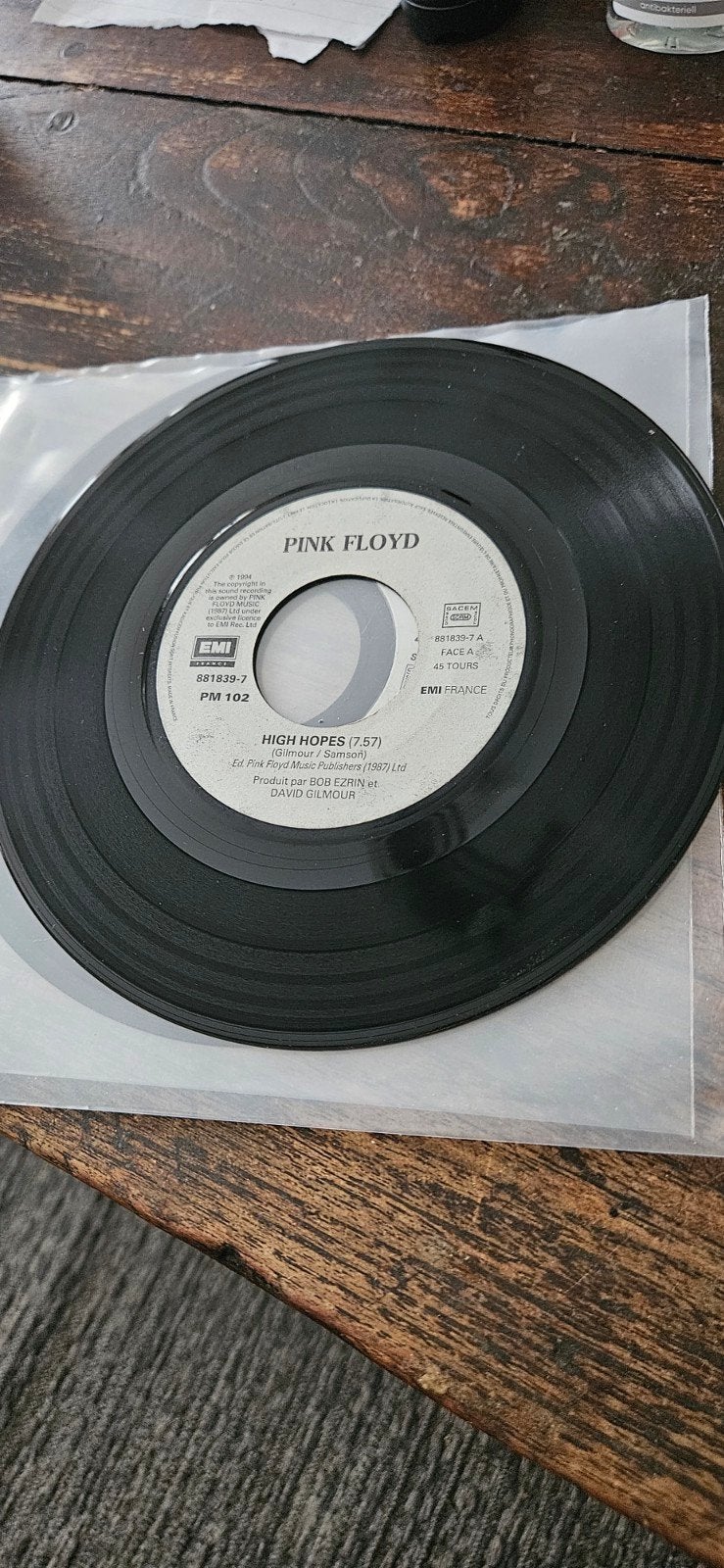Pink Floyd-High hopes Zeldzaam als 45 singel 1994, Gebruikt, 7 inch, Ophalen of Verzenden, Beschermende buitenhoes