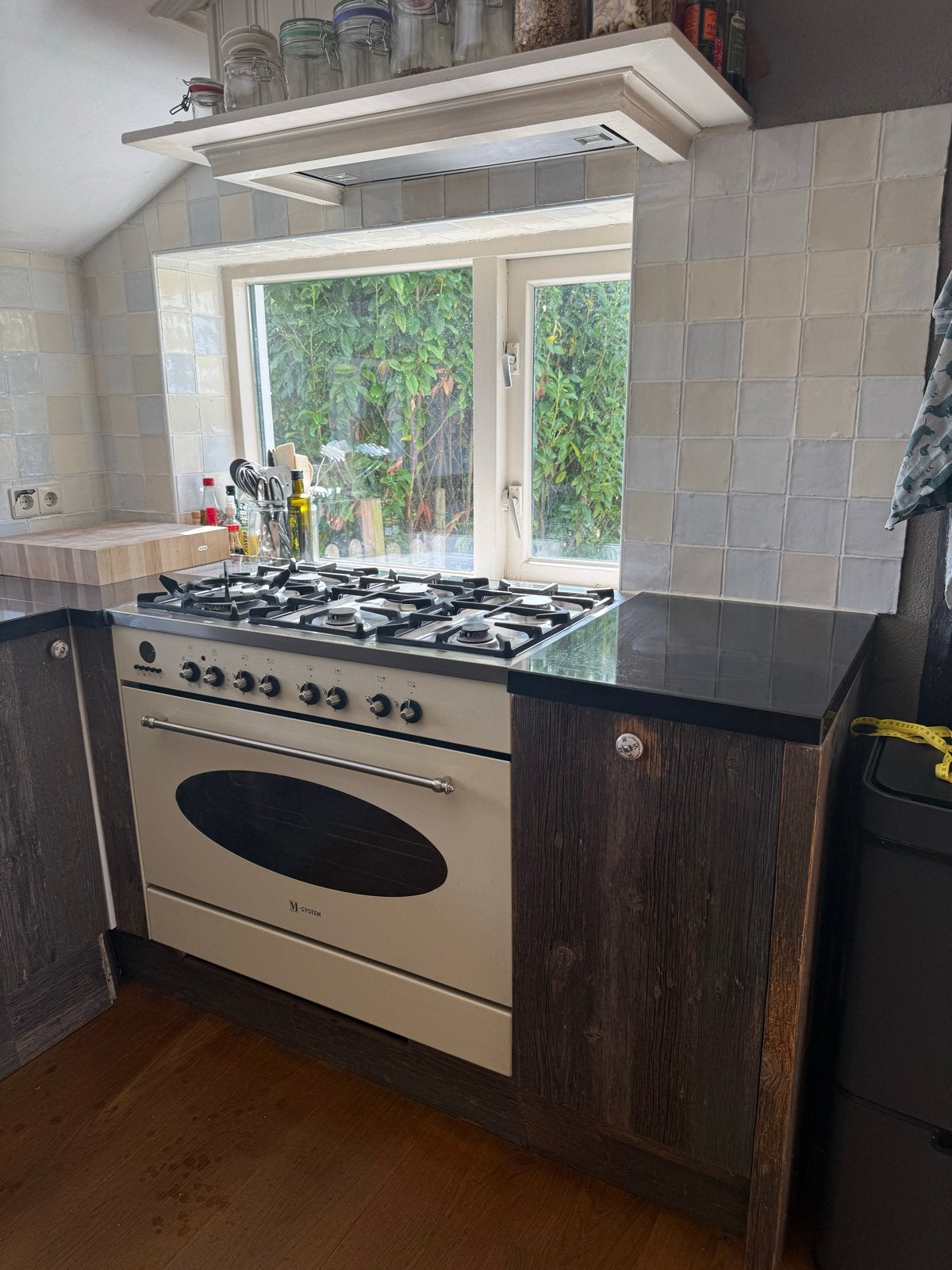 Keuken met custom made fronten gedemonteerd!!, Gebruikt, Bruin, Hoekkeuken, Ophalen of Verzenden