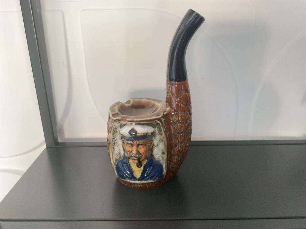 Vintage Pijp Asbak met Kapitein Afbeelding, Antiek en Kunst, Ophalen of Verzenden