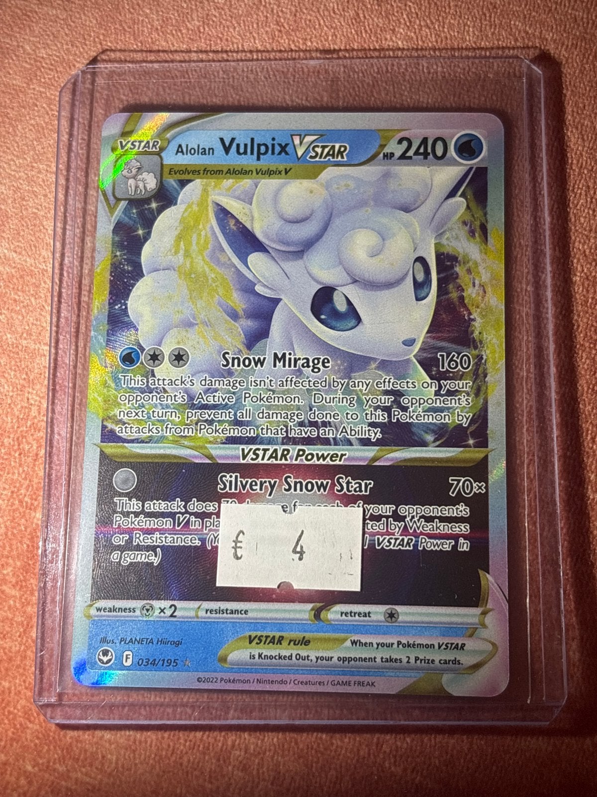 Alolan Vulpix VSTAR Pokémon Kaart (034/195), Ophalen of Verzenden, Zo goed als nieuw, Losse kaart