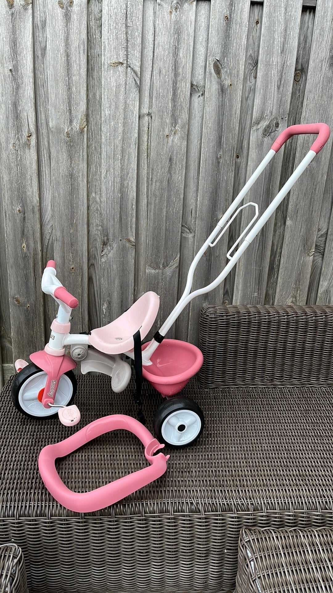 Smoby driewieler, Ophalen, Zo goed als nieuw, Duwstang