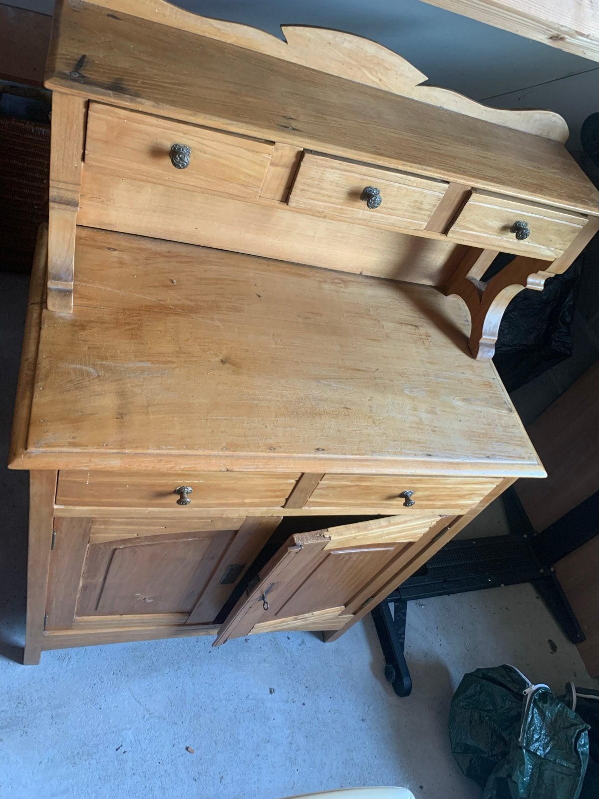 Vintage Kersenhouten Kast met Lades en Opzetstuk, Antiek en Kunst, Ophalen of Verzenden
