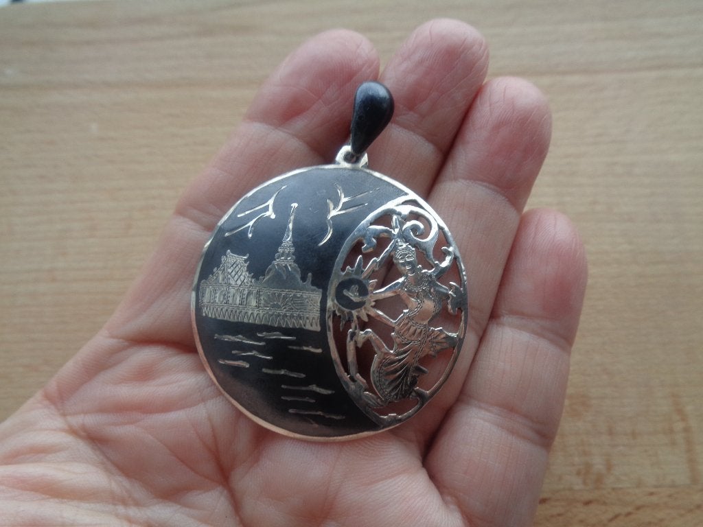 Sterling Zilver Siam Niëllo hanger [868], Verzenden, Zo goed als nieuw, Zilver, Zilver