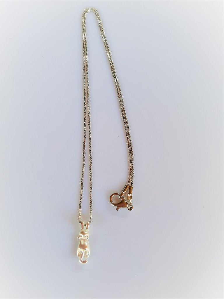 Ketting Hangende Kat mat 925 sterling zilver, Ophalen, Met hanger, Nieuw, Zilver