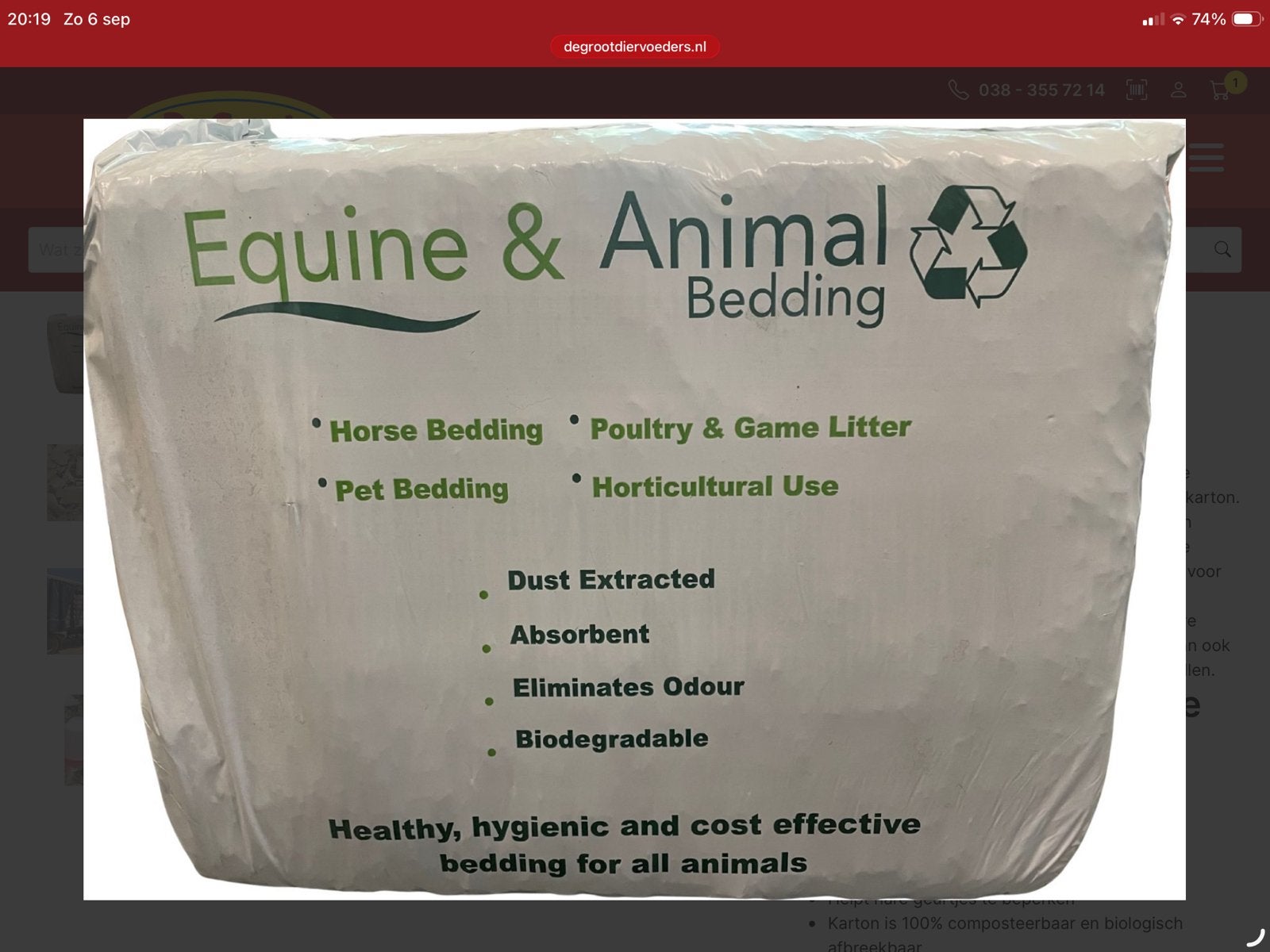 Ecobale karton bedding (ongeopende verpakking), Ophalen of Verzenden