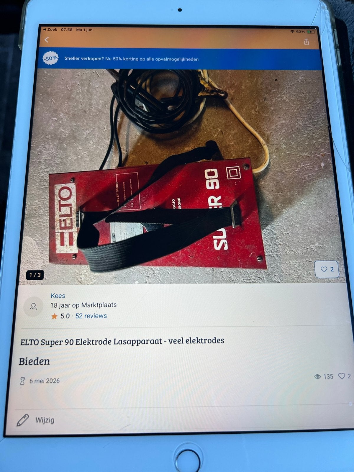 ELTO Super 90 Elektrode Lasapparaat met veel elektrodes, Ophalen, Gebruikt, Minder dan 150 ampère, Elektroden