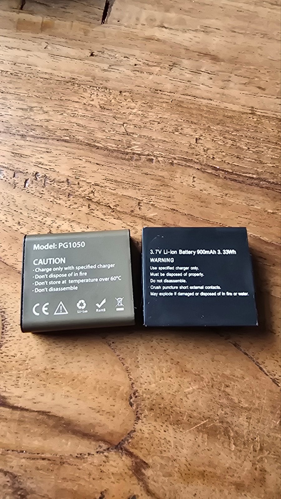 Li-ion Batterijen 1050mAh & 900mAh voor Actioncam, Ophalen, Zo goed als nieuw, Oplaadbaar