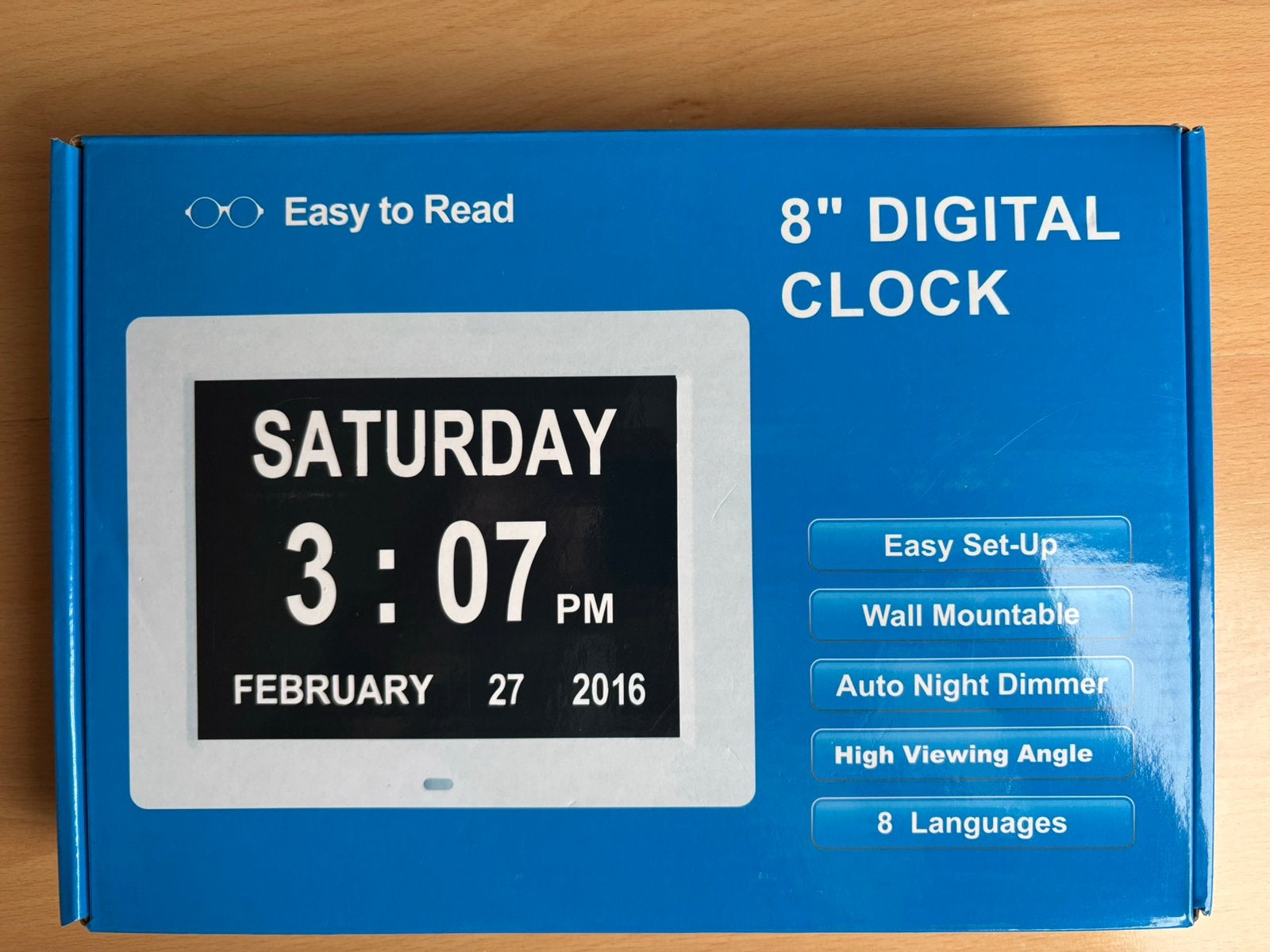 8" Digitale Kalender Dag Klok, Huis en Inrichting, Ophalen of Verzenden, Zo goed als nieuw, Wandklok