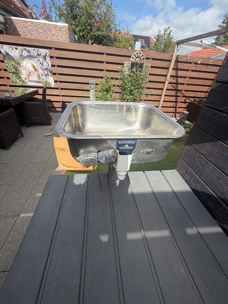 RVS wasbak met 40mm afvoer zwanen hals., Doe-het-zelf en Verbouw, Ophalen of Verzenden, Zo goed als nieuw, Rvs, Overige typen