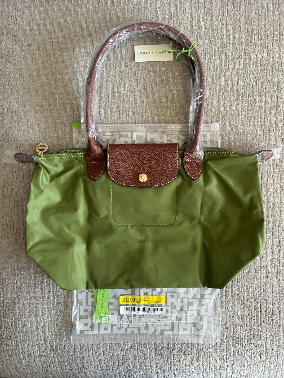 Longchamp Le Pliage Tas Groen - Nieuw maat M, Ophalen of Verzenden, Nieuw, Groen, Shopper