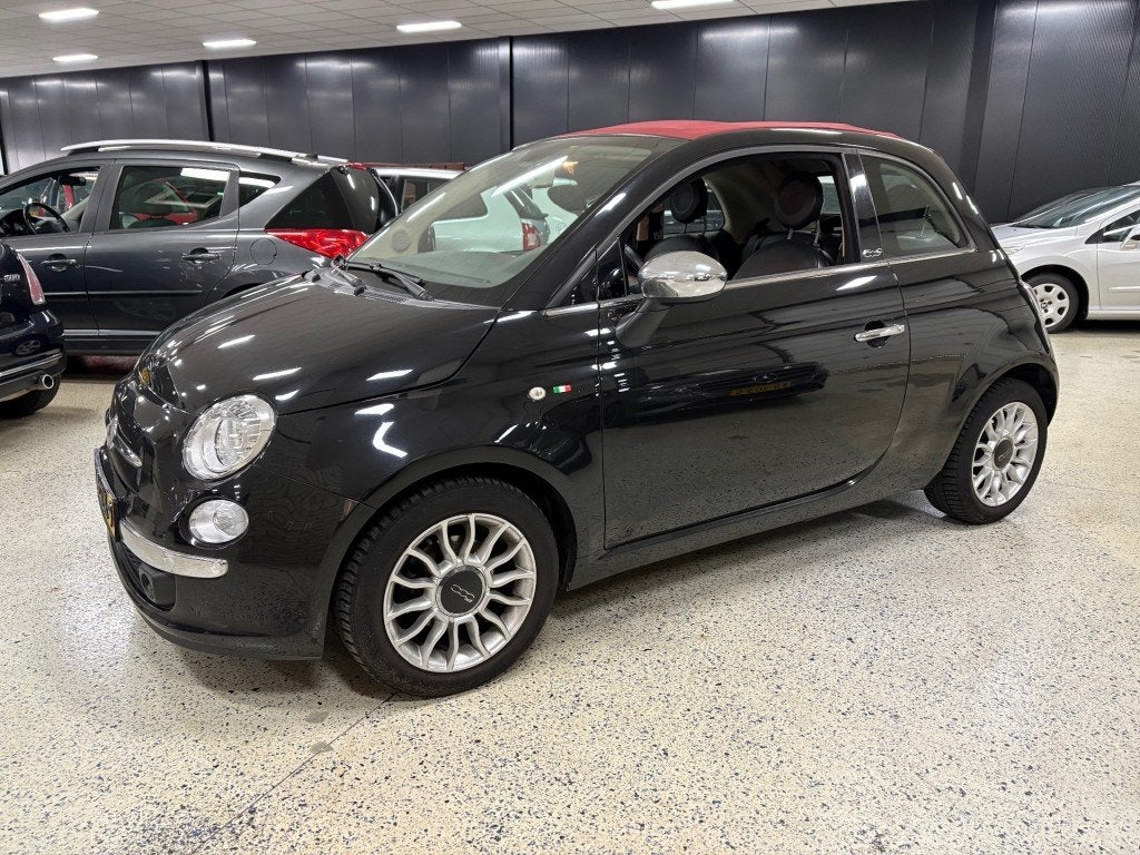 Fiat 500 0.9 TWINAIR Lounge Cabriolet Leder Multimedia, Euro 5, 86 pk, Gebruikt, Zwart