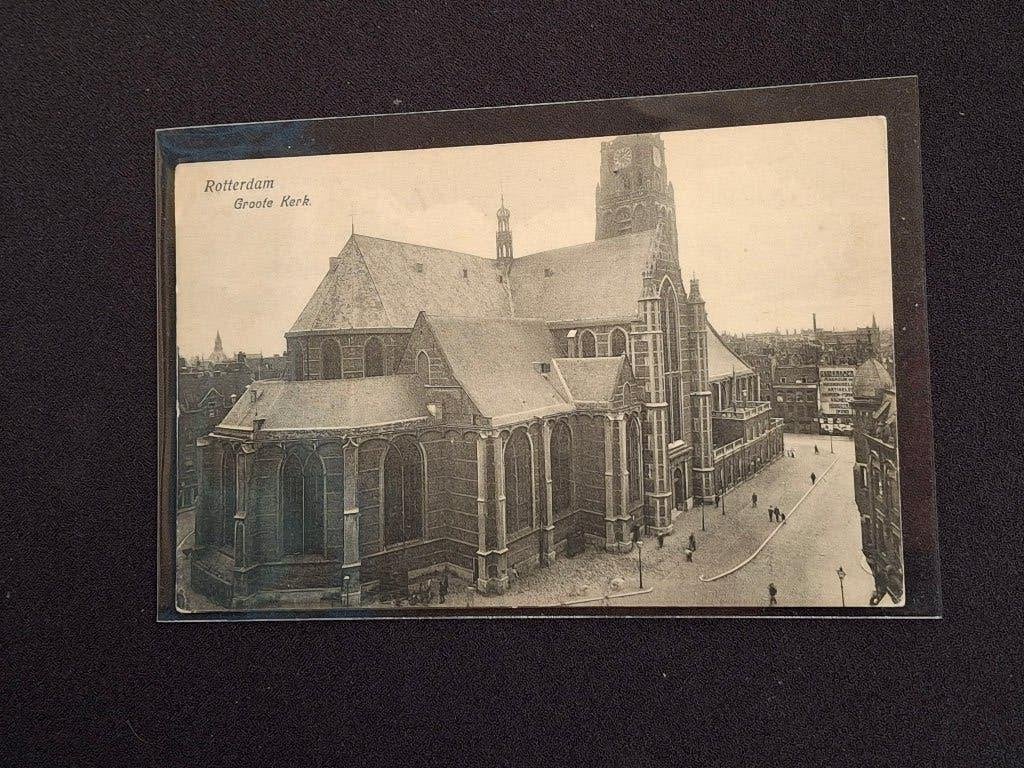Ansichtkaart Rotterdam Grote Kerk (Gelopen 1924), Verzamelen, Ansichtkaarten | Nederland, Ophalen of Verzenden, 1920 tot 1940