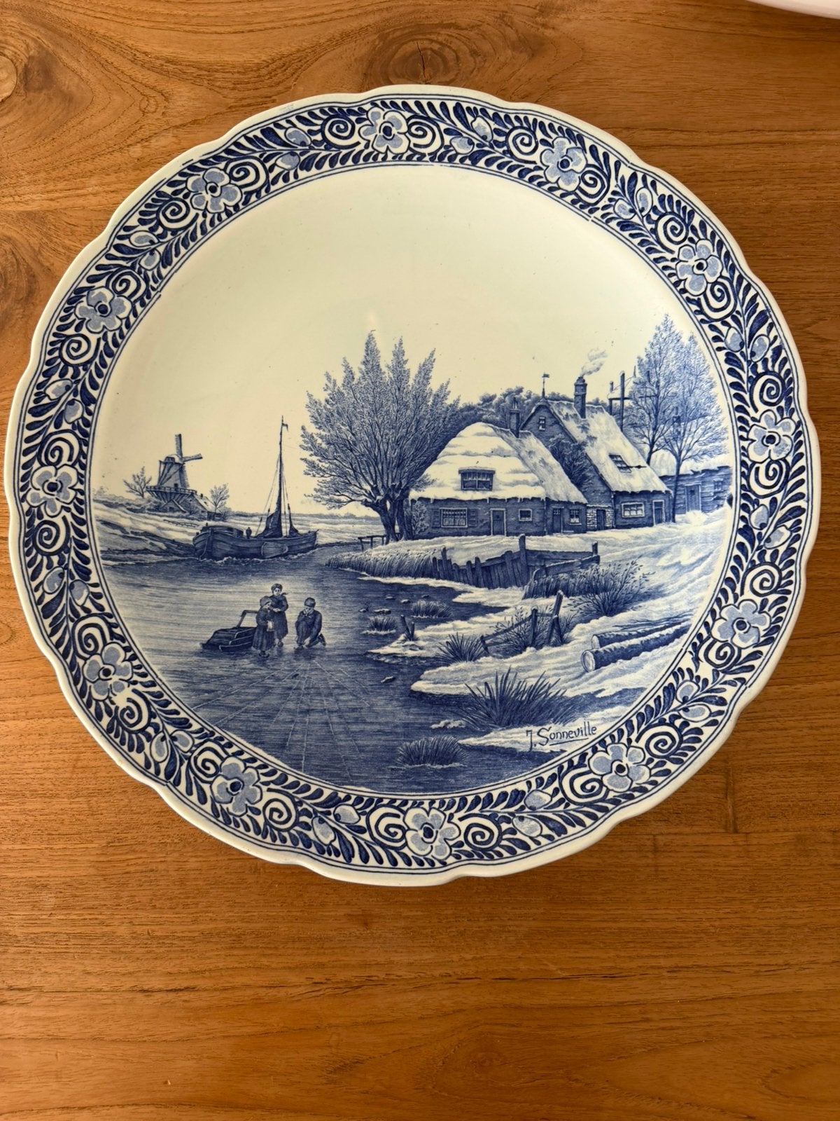 Royal Sphinx Delft wandbord met een winterlandschap, Antiek en Kunst, Ophalen