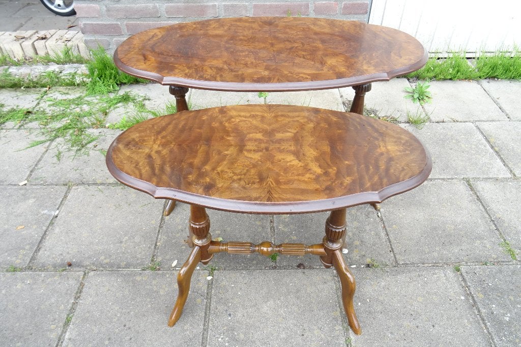 Set van 2 bijzettafeltjes kersenhout (C), Minder dan 55 cm, Zo goed als nieuw, Ovaal, Hout