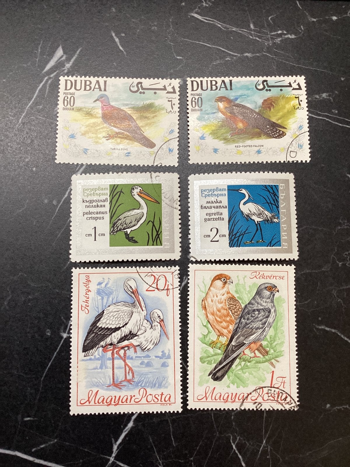 Zes verschillende postzegels met vogels, Ophalen of Verzenden, Gestempeld, Dier of Natuur