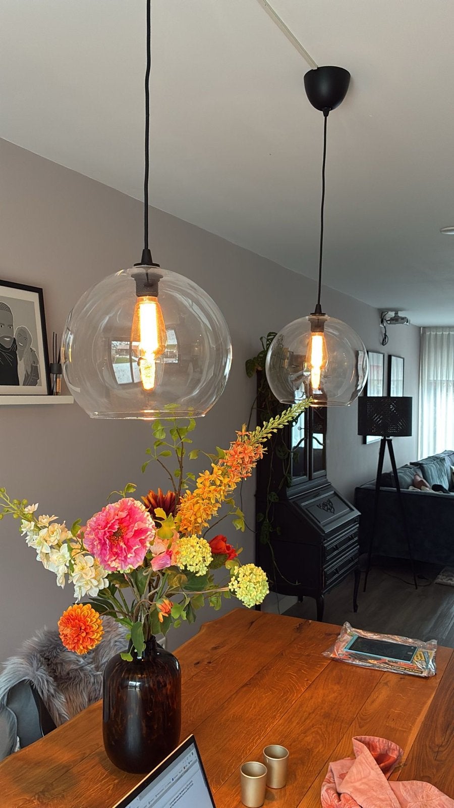 Twee IKEA Jakobsbyn hanglampen (excl. lichtbron), Ophalen, Minder dan 50 cm, Gebruikt, Glas