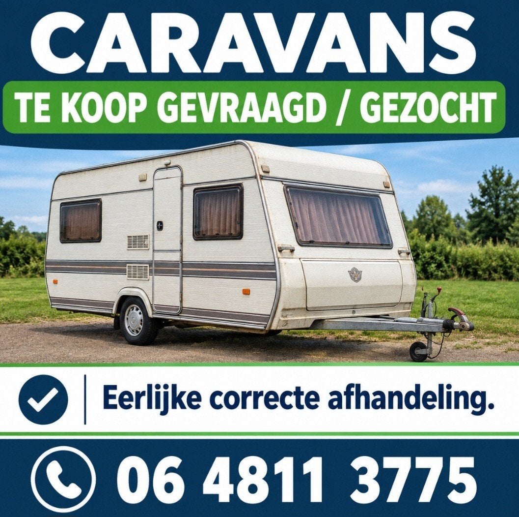 Caravan gezocht. caravan te koop gevraagd, Ophalen, Gebruikt