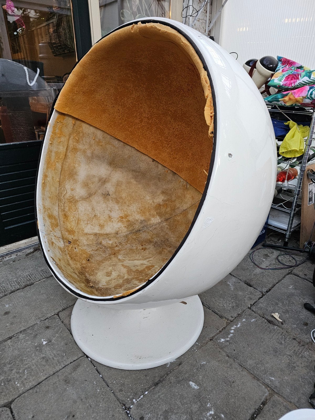 Vintage Space Age Ball Chair Replica Uniek Restauratieprojec, Huis en Inrichting, Ophalen, Overige materialen, Gebruikt, Wit