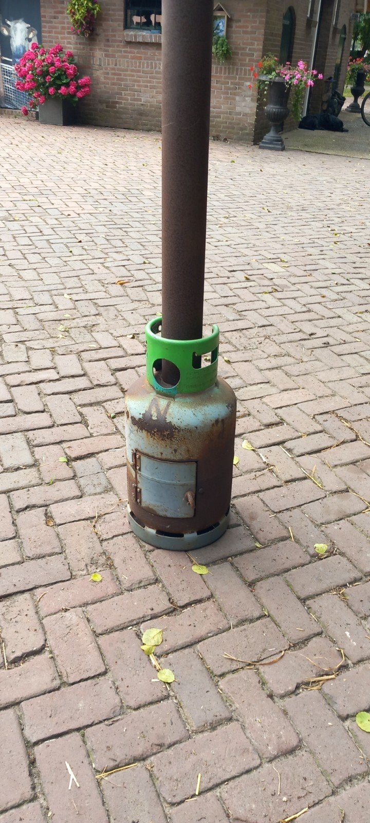 Unieke Terraskachel / Houtkachel van gasfles, Tuin en Terras, Terrasverwarmers, Ophalen, Gebruikt, Vloer