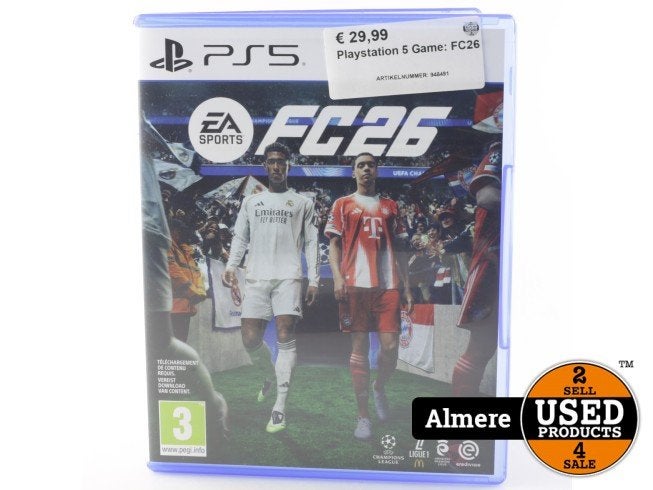 Playstation 5 Game: FC26, Sony, Zo goed als nieuw, Support@sony.com, 1-7-1 Konan, Minato-ku
Tokyo 108-0075
Japan