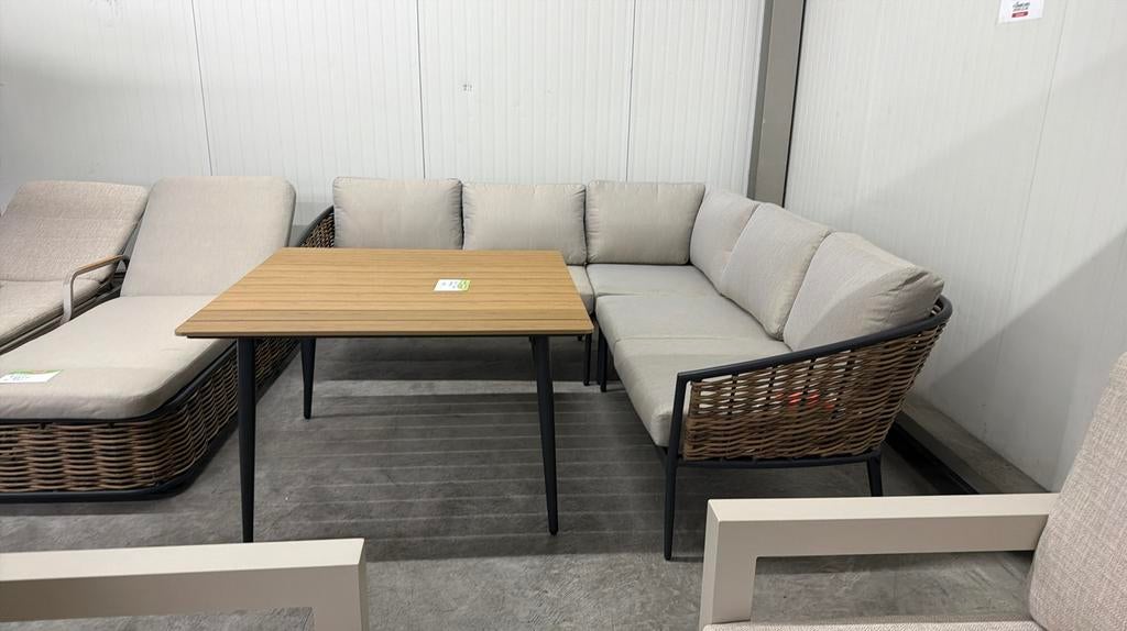 Lucca dining hoek loungeset | wicker + aluminium | 219x219cm, Ophalen, 5 zitplaatsen, Nieuw, Loungeset