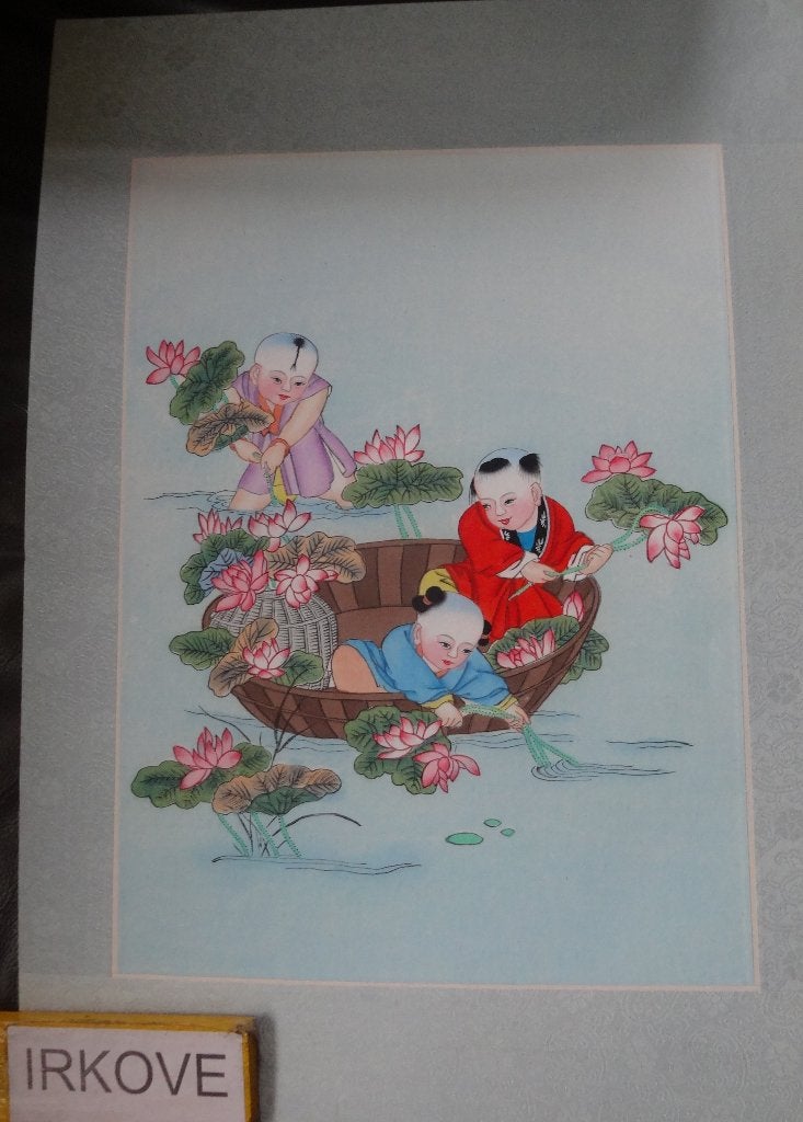 AQUAREL LOTUS VERZAMELEN * ZOTJES * Chinees *, Schilderij, Verzenden, Geschilderd, China