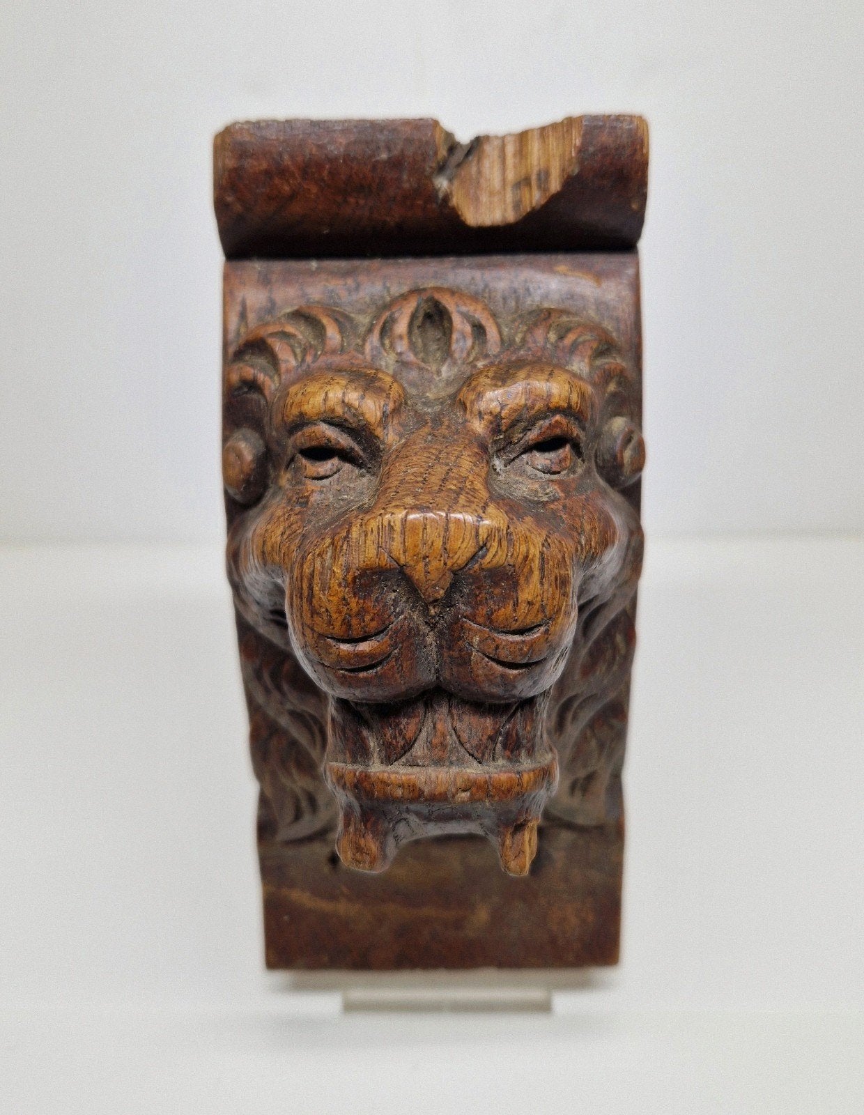 Antieke houten leeuwenkop kraagsteen / console, 18e eeuw., Antiek en Kunst, Houtsnijwerk, Minder dan 20 cm, Ophalen of Verzenden