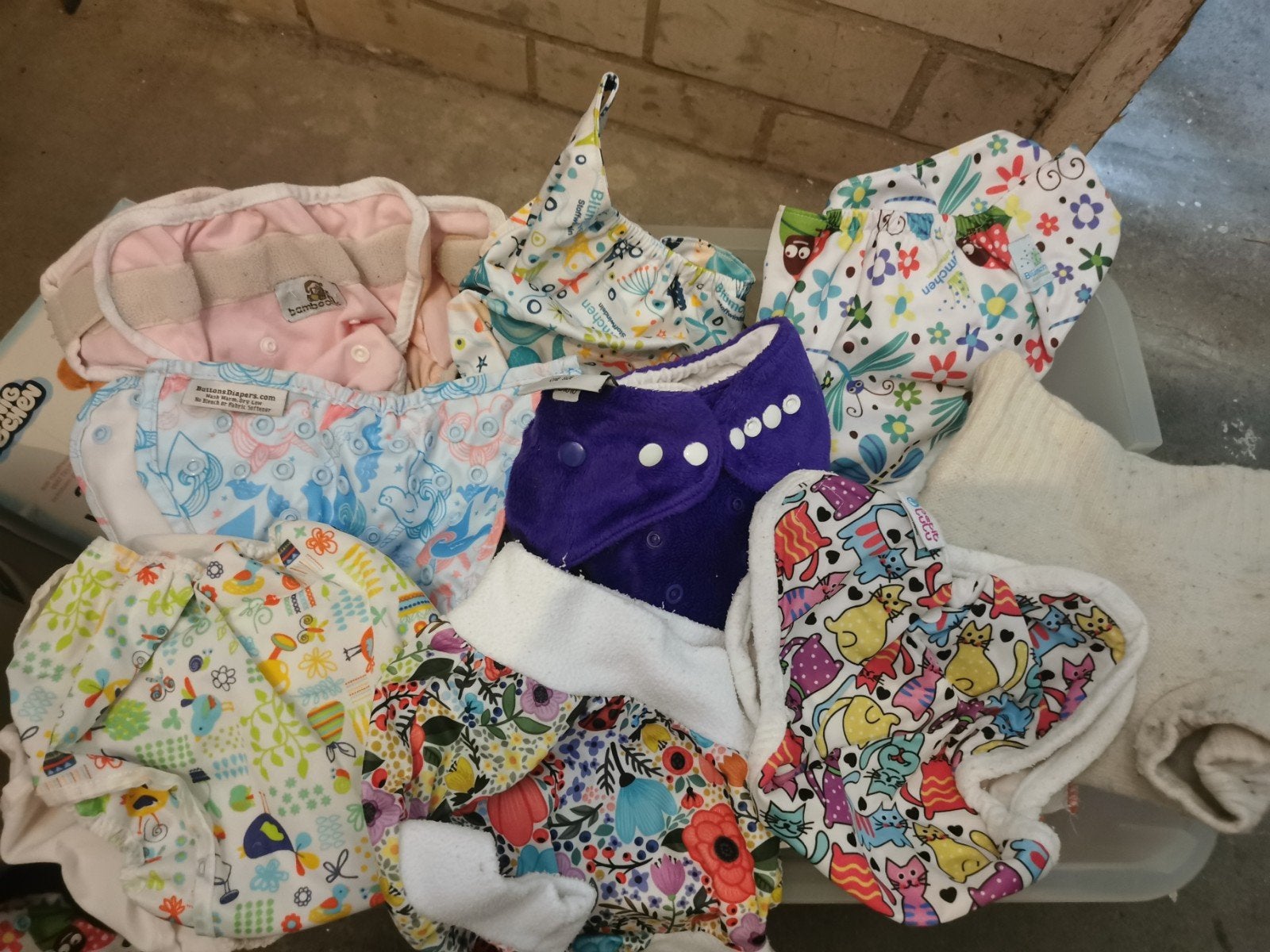 Koopje! Grote set wasbare luiers en accessoires, Ophalen, Gebruikt