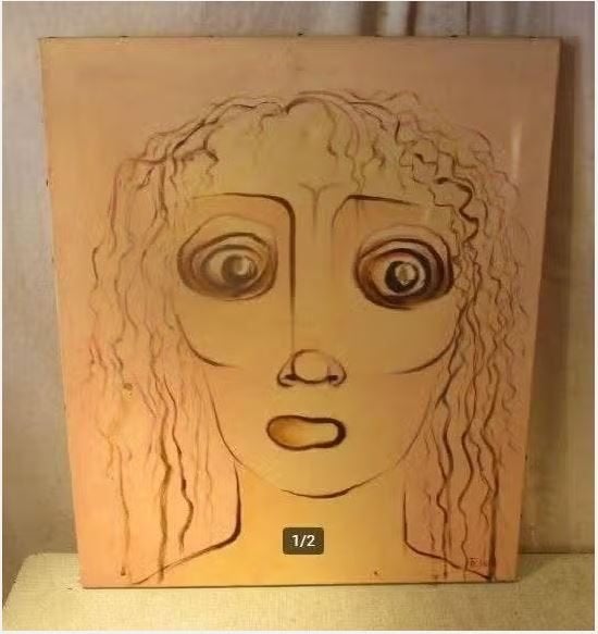Mooi Modern geschilderd Werk 'Grote Ogen' - Rita Toelen, Ophalen of Verzenden, Textiel, Gelimiteerde oplage, Portret