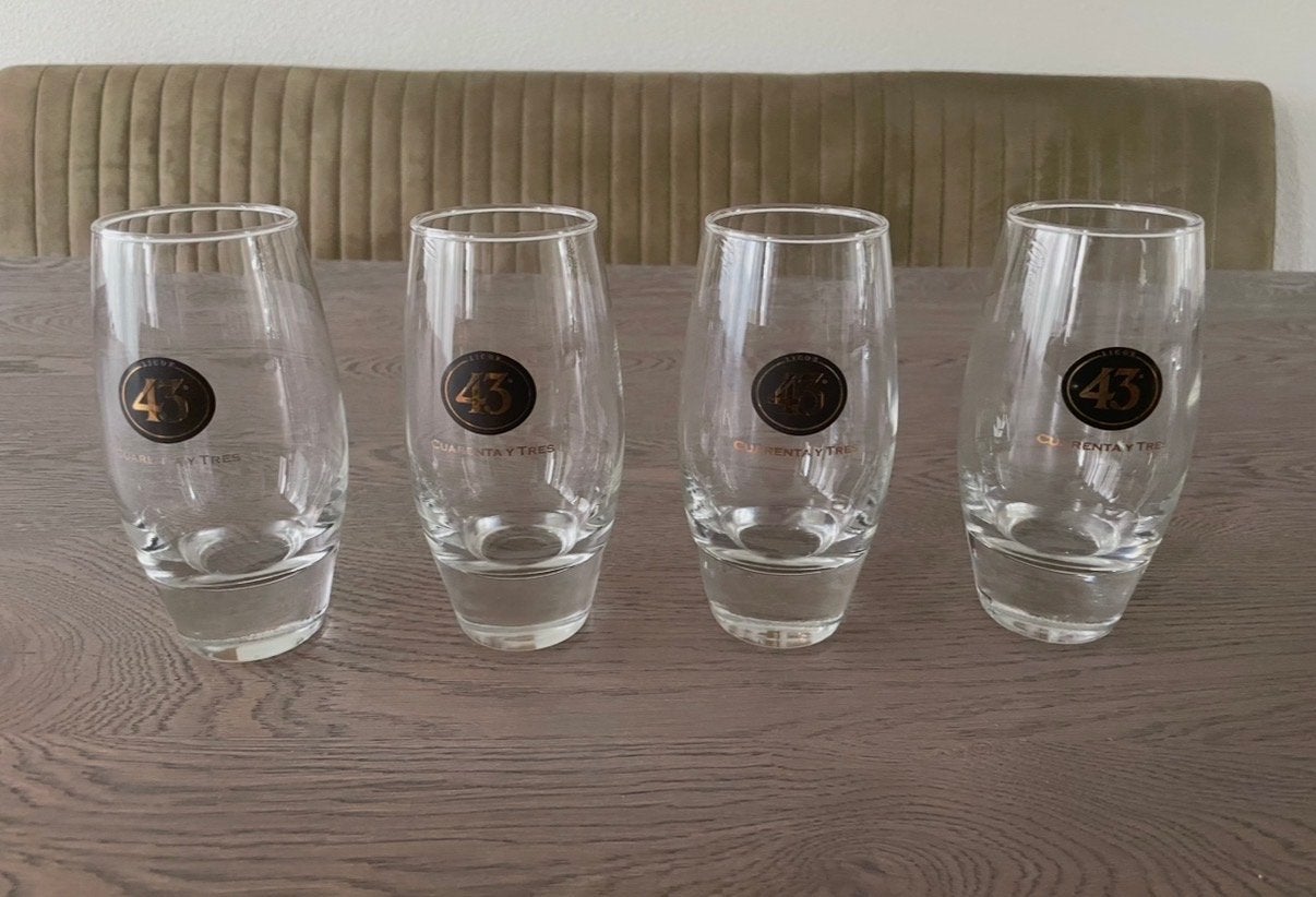 Set van 4 Licor 43 glazen, Glas of Glazen, Overige merken, Ophalen of Verzenden, Modern