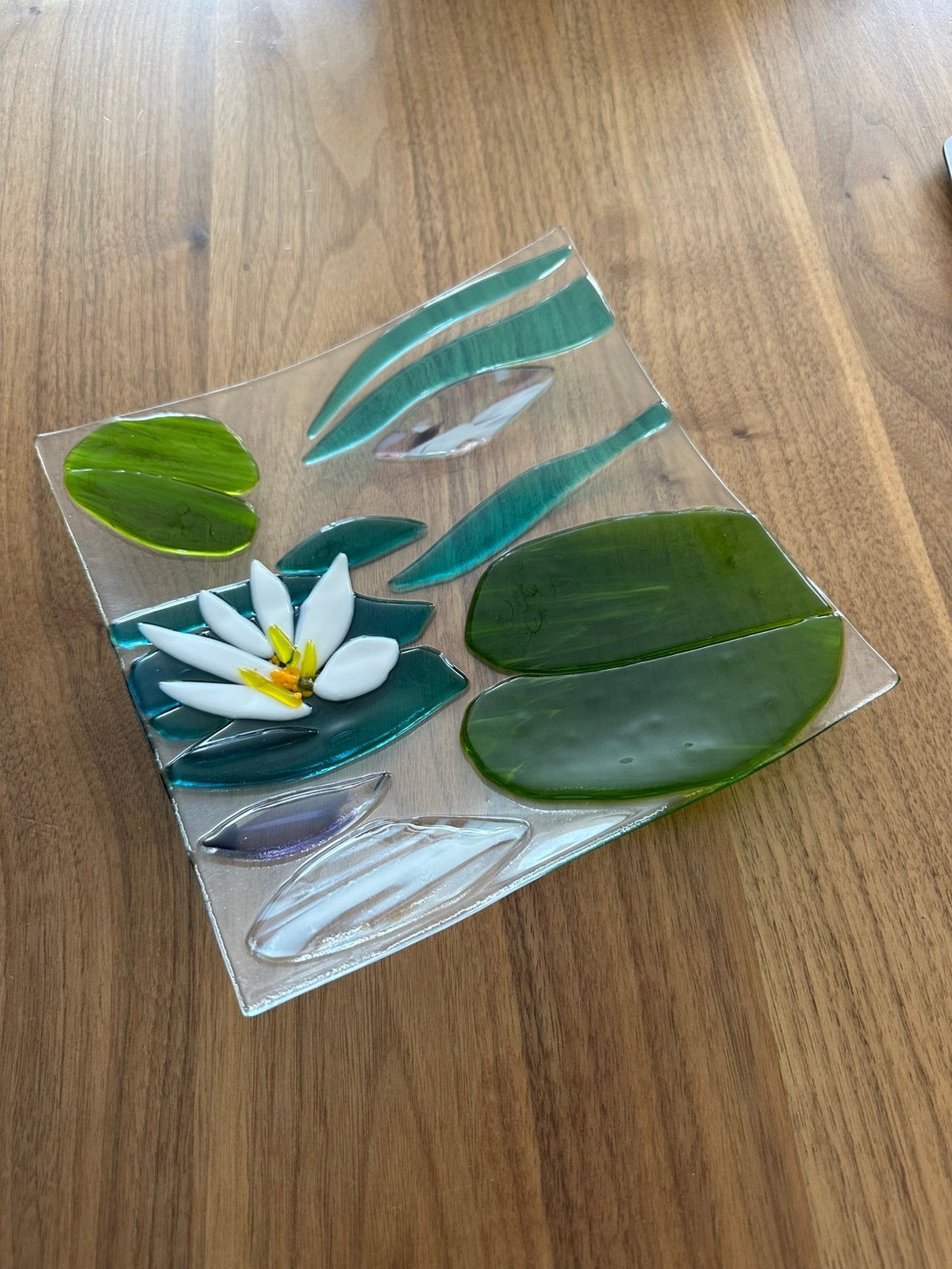 Handgemaakte glazen schaal, 21 x 21 centimeter, Ophalen of Verzenden