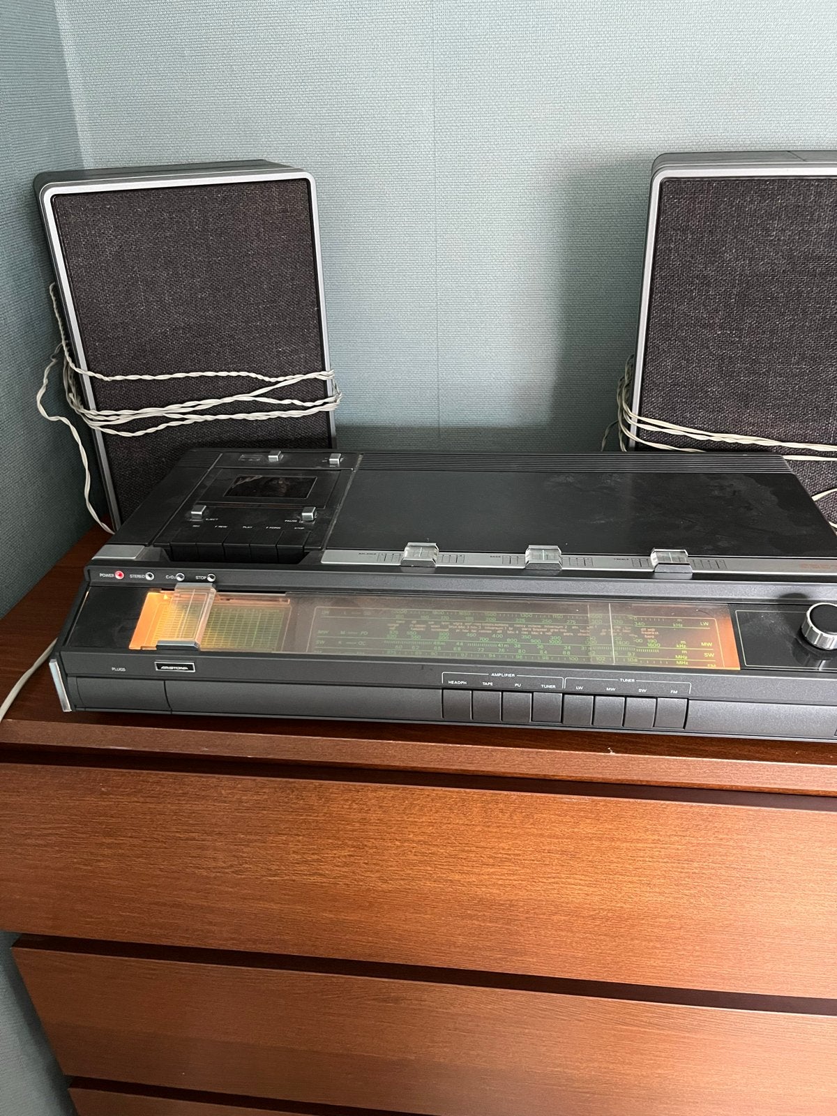 Vintage Philips F851 Stereo Set met Cassettedeck en Radio, Ophalen, Philips, Gebruikt, Cassettedeck