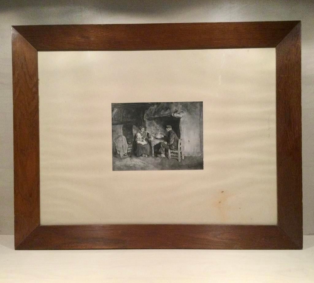 Oude lijst met prent afm buitenzijde 70,5x55,5 cm, Huis en Inrichting, Ophalen of Verzenden, Gebruikt, Hout, Minder dan 50 cm