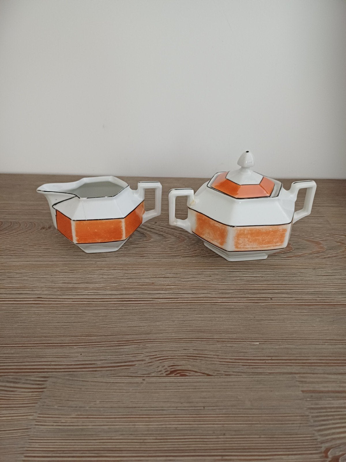 Vintage suikerpot en melkkan, art deco stijl, Ophalen of Verzenden