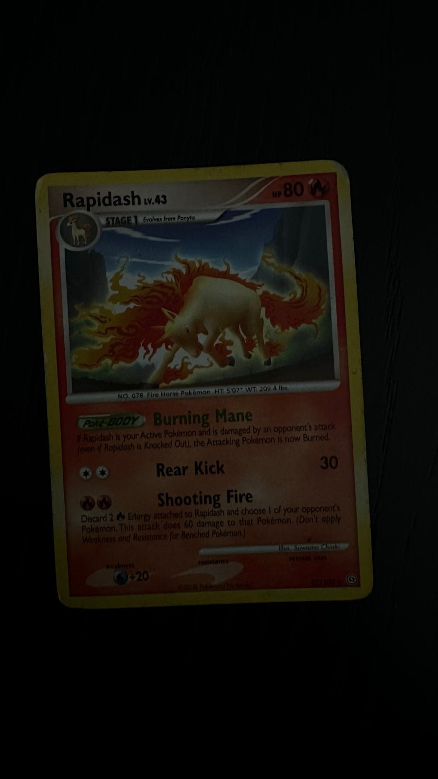 Pokémon Kaart Rapidash Lv.43 HP80, Ophalen of Verzenden, Gebruikt, Losse kaart
