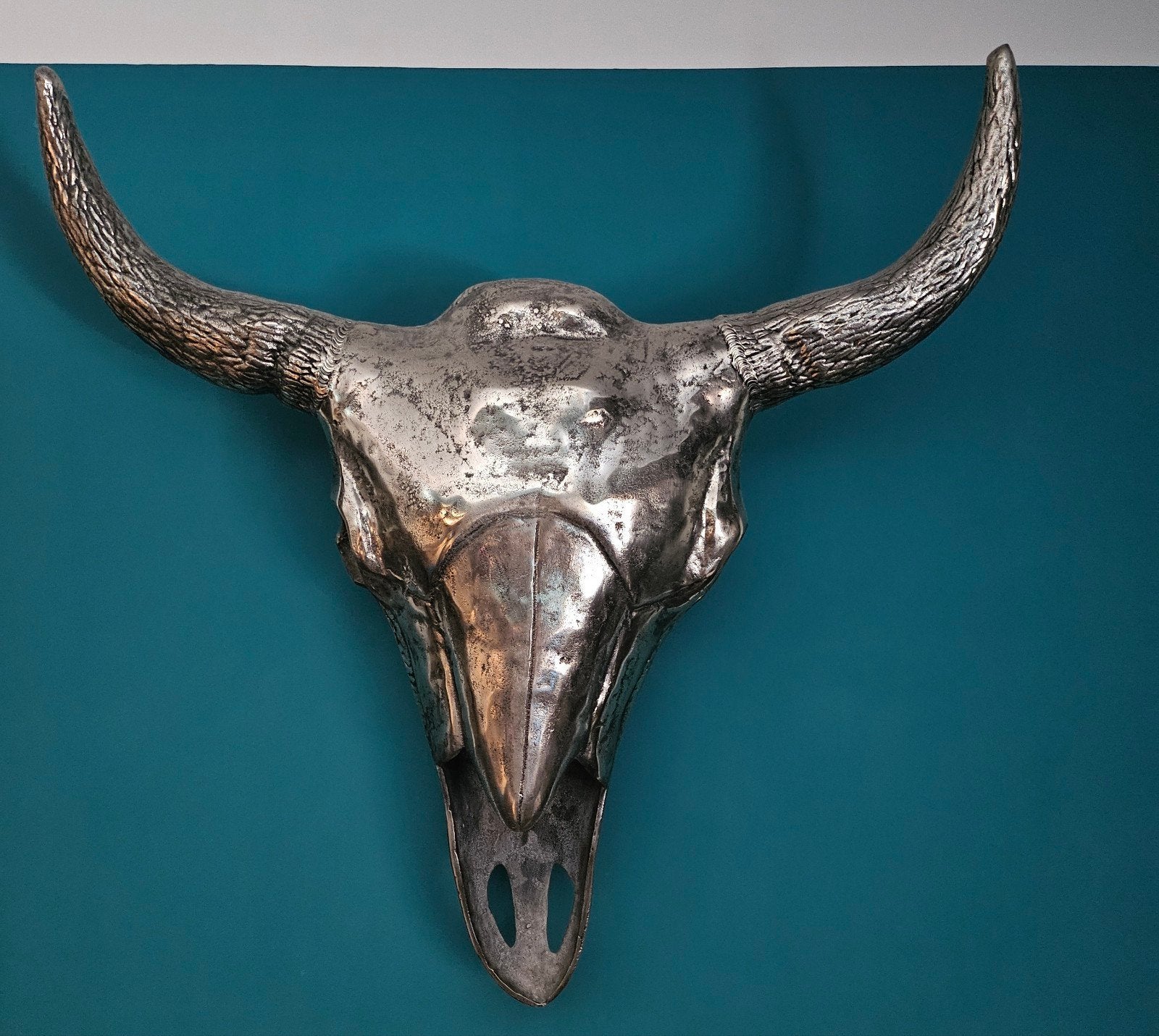 Metalen skull/ stierenkop 1 x 1 mtr wanddecoratie, Ophalen, Gebruikt, Metaal, Industrieel