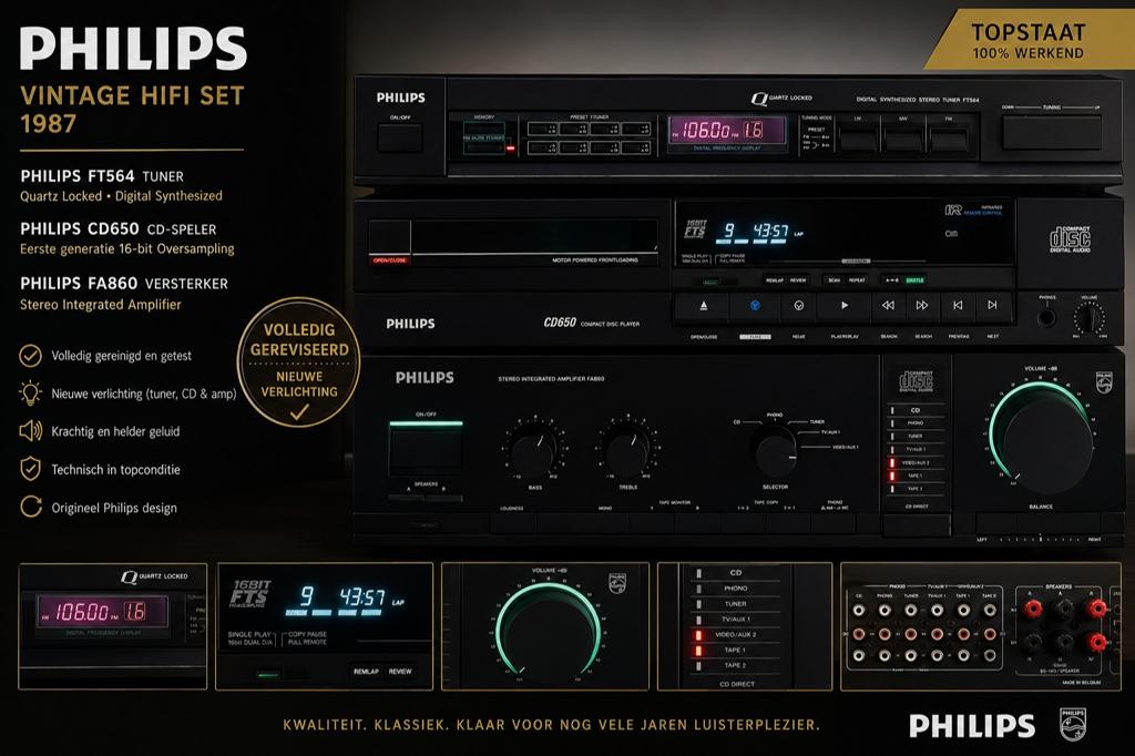 Philips Vintage HiFi Set 1987 – Topstaat –, Audio, Tv en Foto, Stereo-sets, Ophalen, Philips