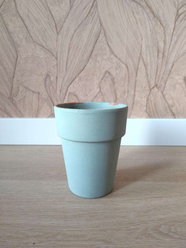 Mintgroene bloempot, Ophalen, Rond, Binnen, Aardewerk