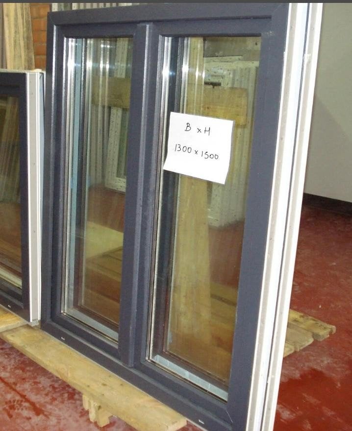 dubbel draai kiep raam antraciet 130cm breed 150cm hoog nieu, Kunststof, Raamkozijn, Nieuw, 75 tot 150 cm