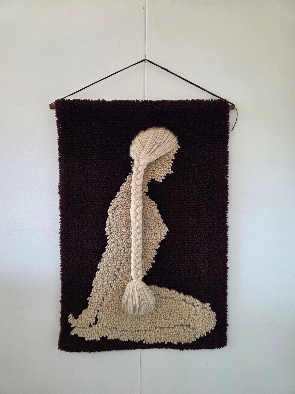 vintage wandkleed vrouw met vlecht, Ophalen of Verzenden