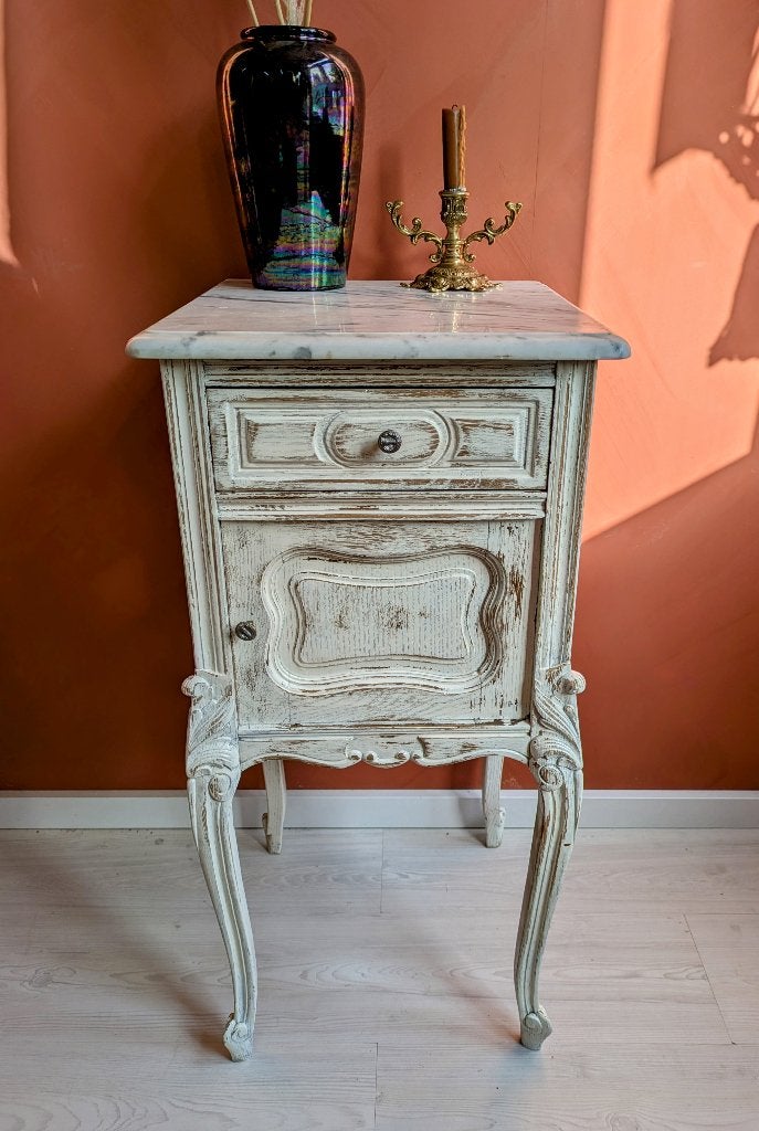 Nachtkastje Marmer Brocante, Ophalen, Minder dan 45 cm, Zo goed als nieuw, X
