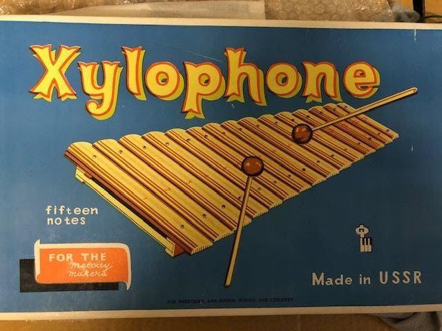 houten xylofoon uit USSR nog in de doos, Muziek en Instrumenten, Percussie, Ophalen, Nieuw, Melodische percussie