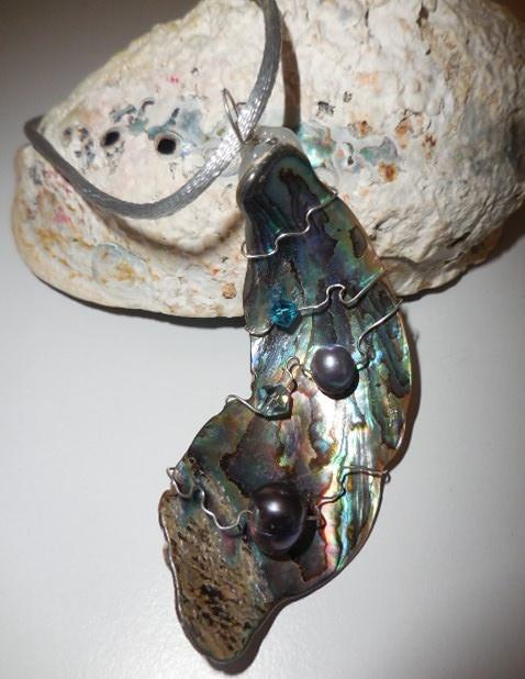 Paua Schelp Ketting met Swarovski Kristal, Overige materialen, Overige kleuren, Nieuw, Ophalen of Verzenden