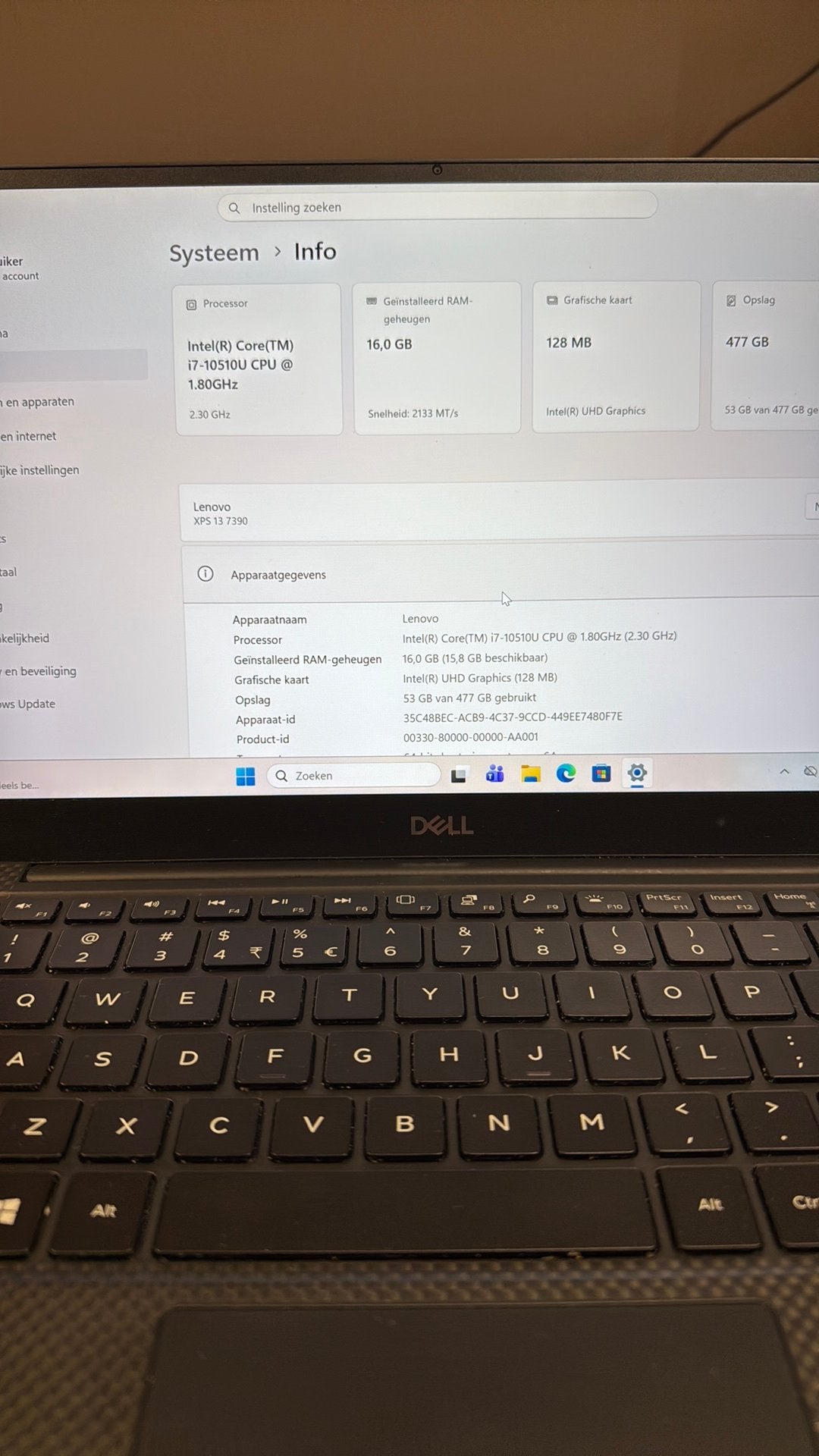 Dell XPS 13 9370 – i7-10510U  16GB RAM  512GB Windows 11, Computers en Software, Gebruikt, Qwerty, 13 inch, SSD