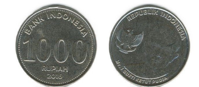 Indonesie 1000 Rupiah 2016 Gusti Ketut Pudja Munt c-202 jdu, Ophalen of Verzenden, Zuidoost-Azië, Losse munt