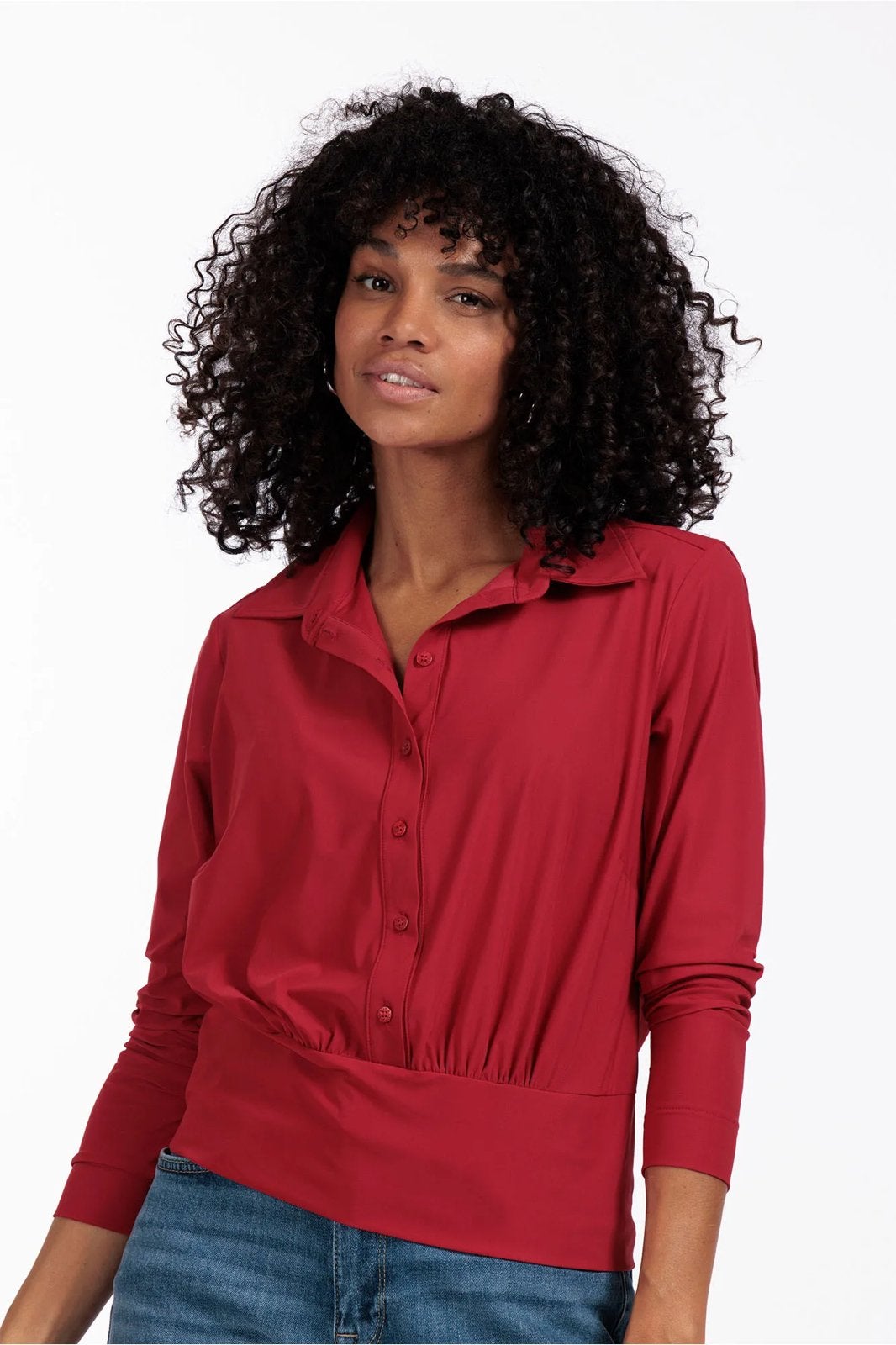 Studio anneloes lenne blouse M dark red travelstof, Maat 38/40 (M), Ophalen of Verzenden, Zo goed als nieuw, X